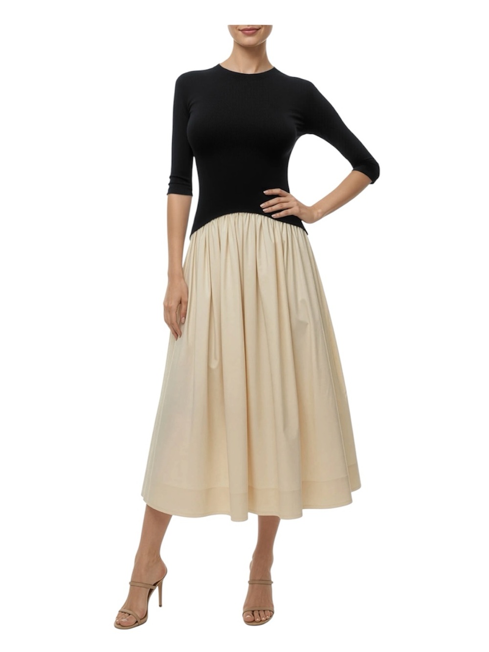 Mila Mae Mixed Media Midi Dress